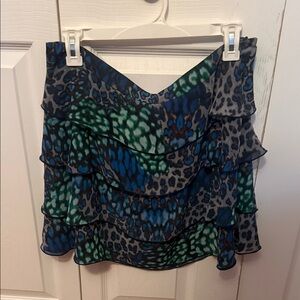 Vince Camuto Blue and Green Patterned Skirt